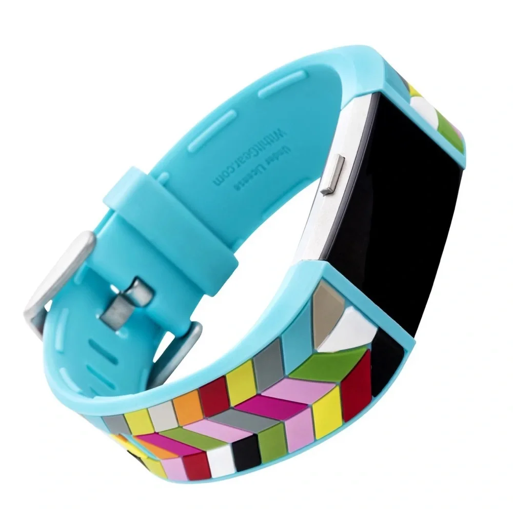 French Bull Silicone Band Fitbit Charge 2 Rainbow Blue Ziggy